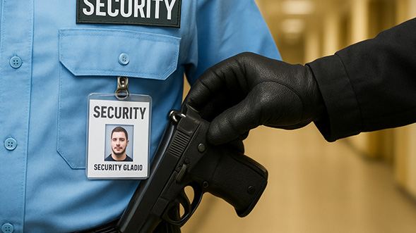 disarmo di una guardia giurata, furto di pistola