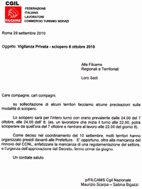 circolare sciopero Filcams